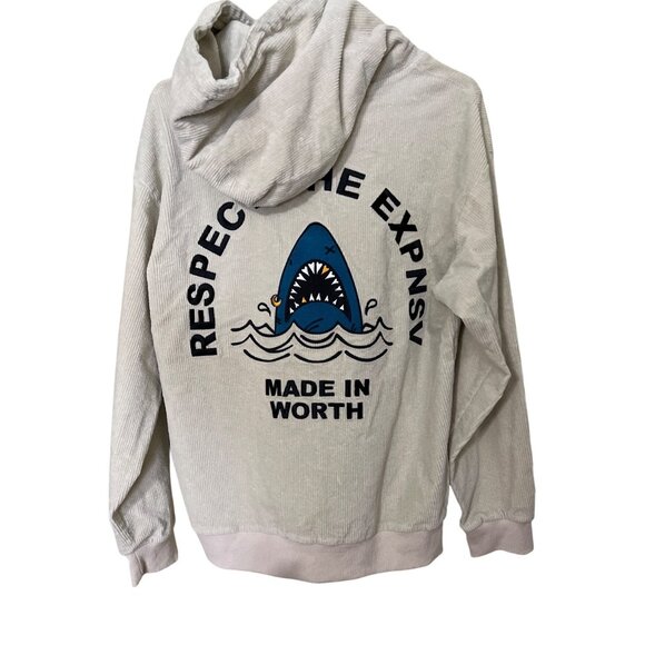 Wild Expensive Clothing Respect The Expnsv Beige Corduroy Hoodie S Beach Boho Gr - Picture 1 of 10